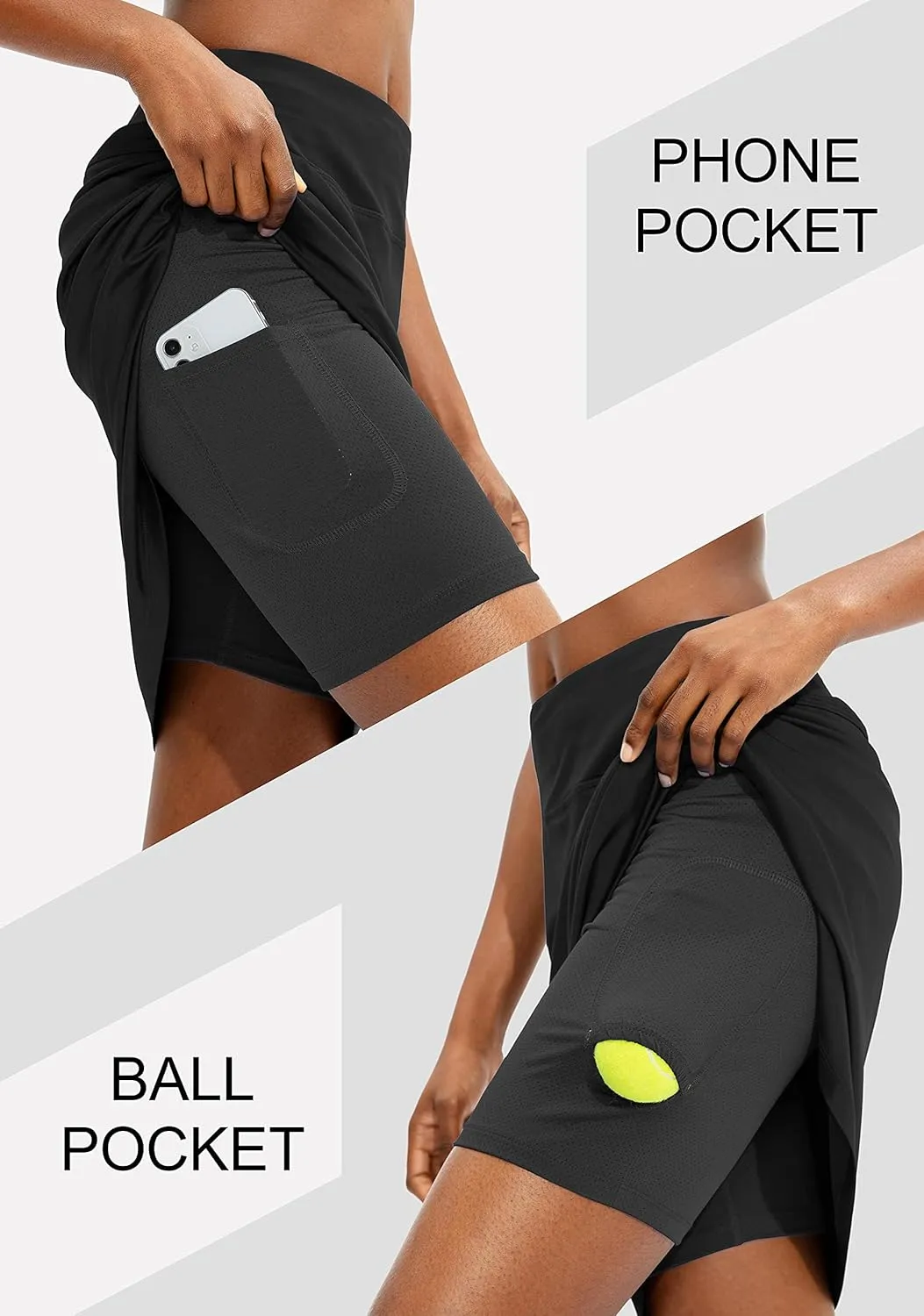 Viodia Women's 20" Knee Length Skorts Skirts UPF50  Athletic Tennis Golf Skirt for Women Casual Summer Skirts