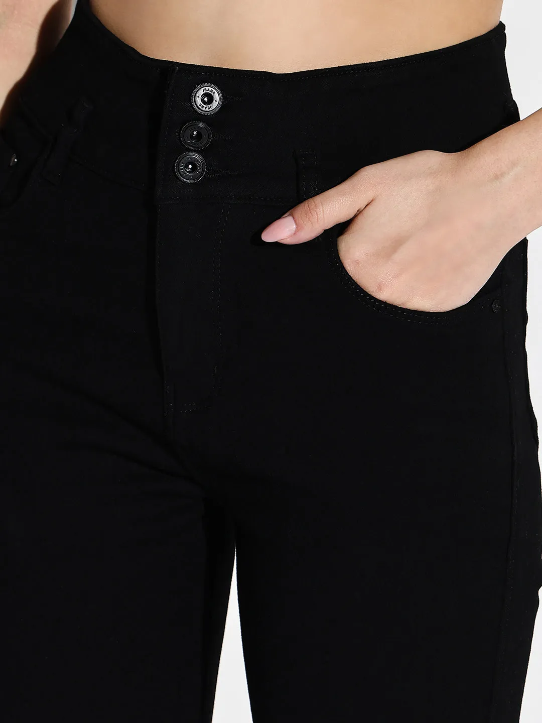 Women Black Comfort Slim Fit Acid Wash Stretchable Jeans