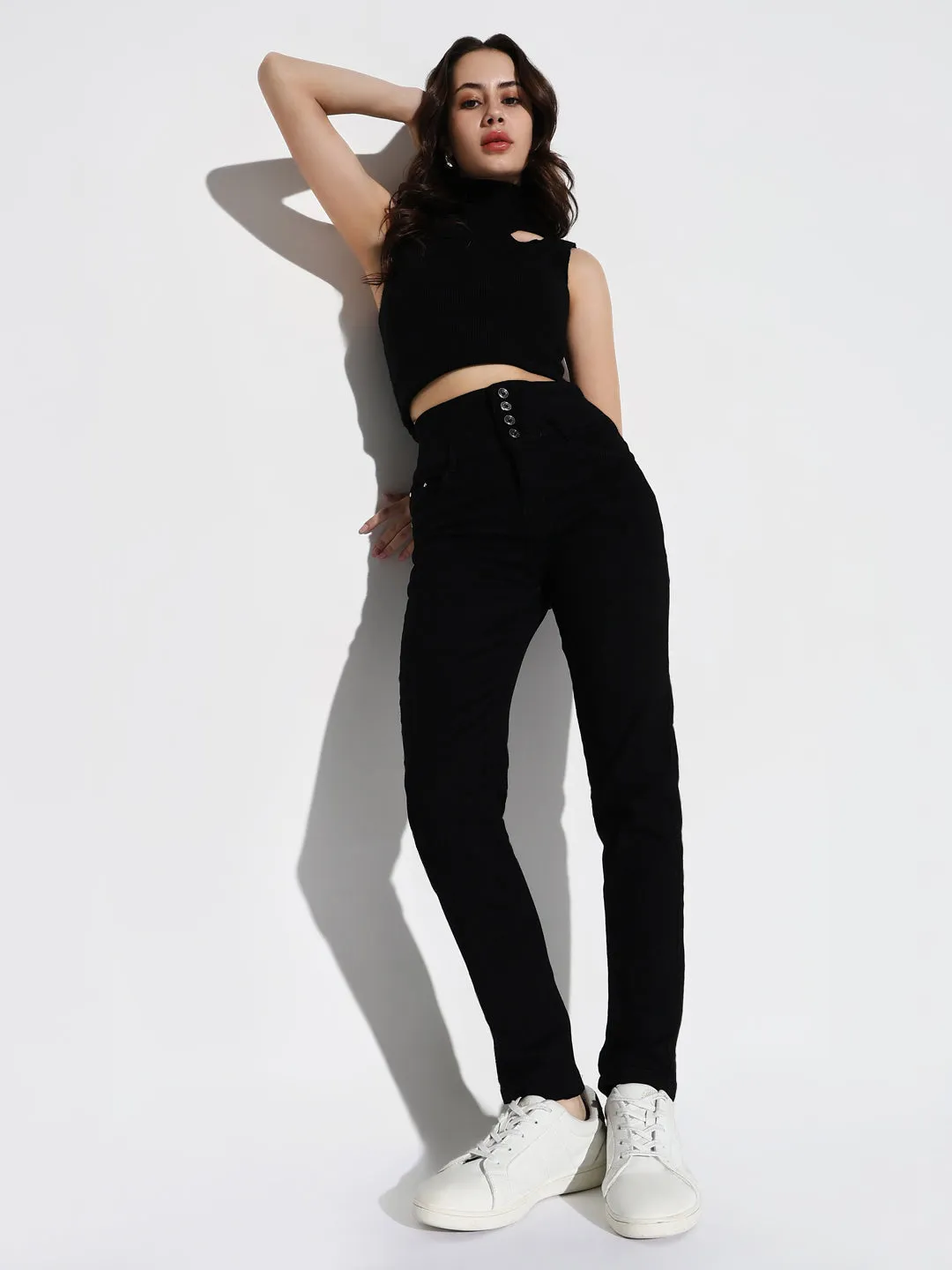 Women Black High-Rise Comfort Slim Fit Stretchable Jeans