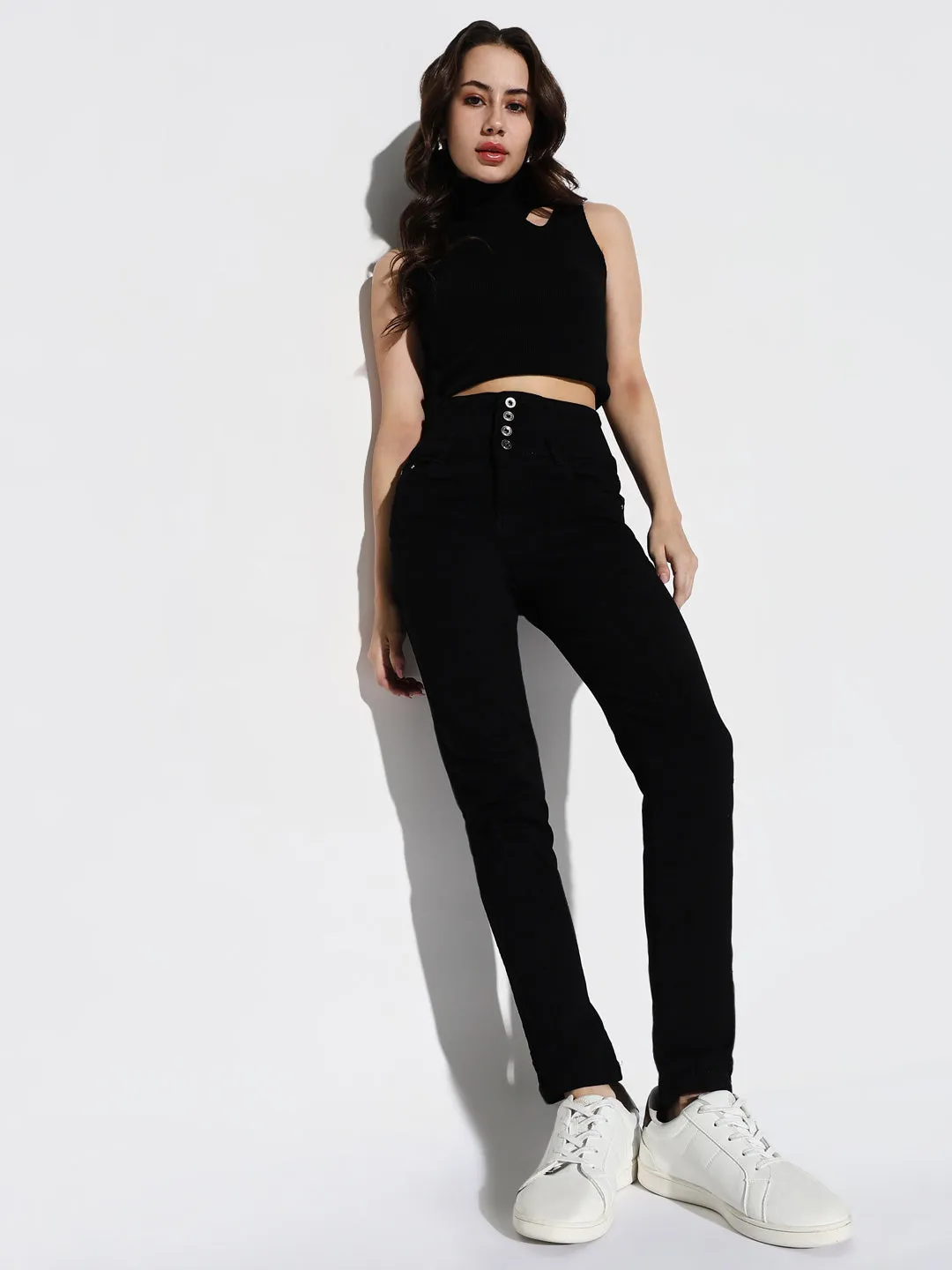 Women Black High-Rise Comfort Slim Fit Stretchable Jeans