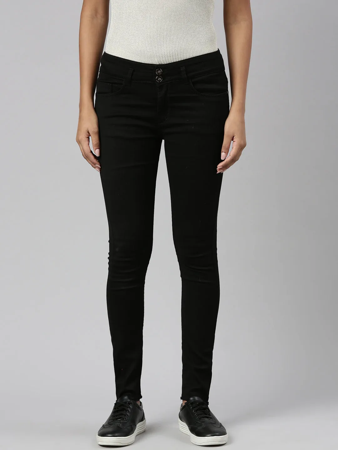 Women Black Jean Slim Fit Mid-Rise Stretchable Jeans