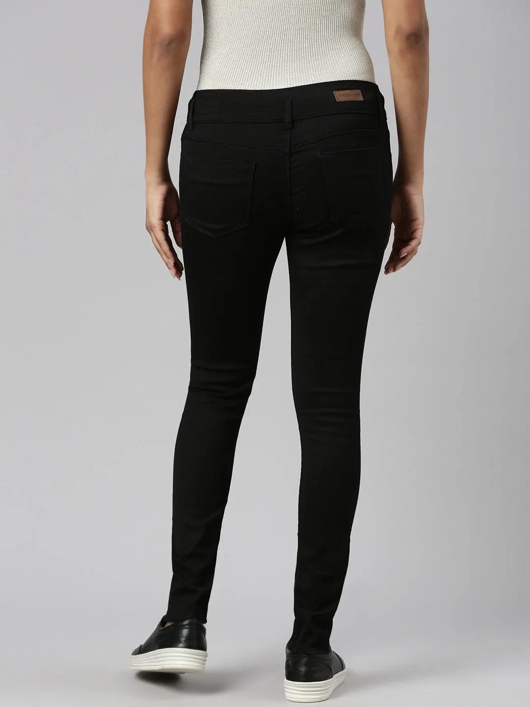 Women Black Jean Slim Fit Mid-Rise Stretchable Jeans