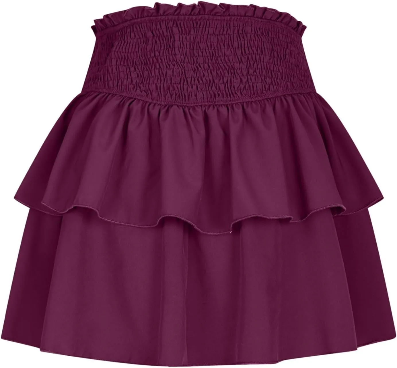 Women Summer Tiered Short Skirt with Shorts, Smocked High Waisted Ruffle Mini Skirts Teen Girls Cute Casual Skirts