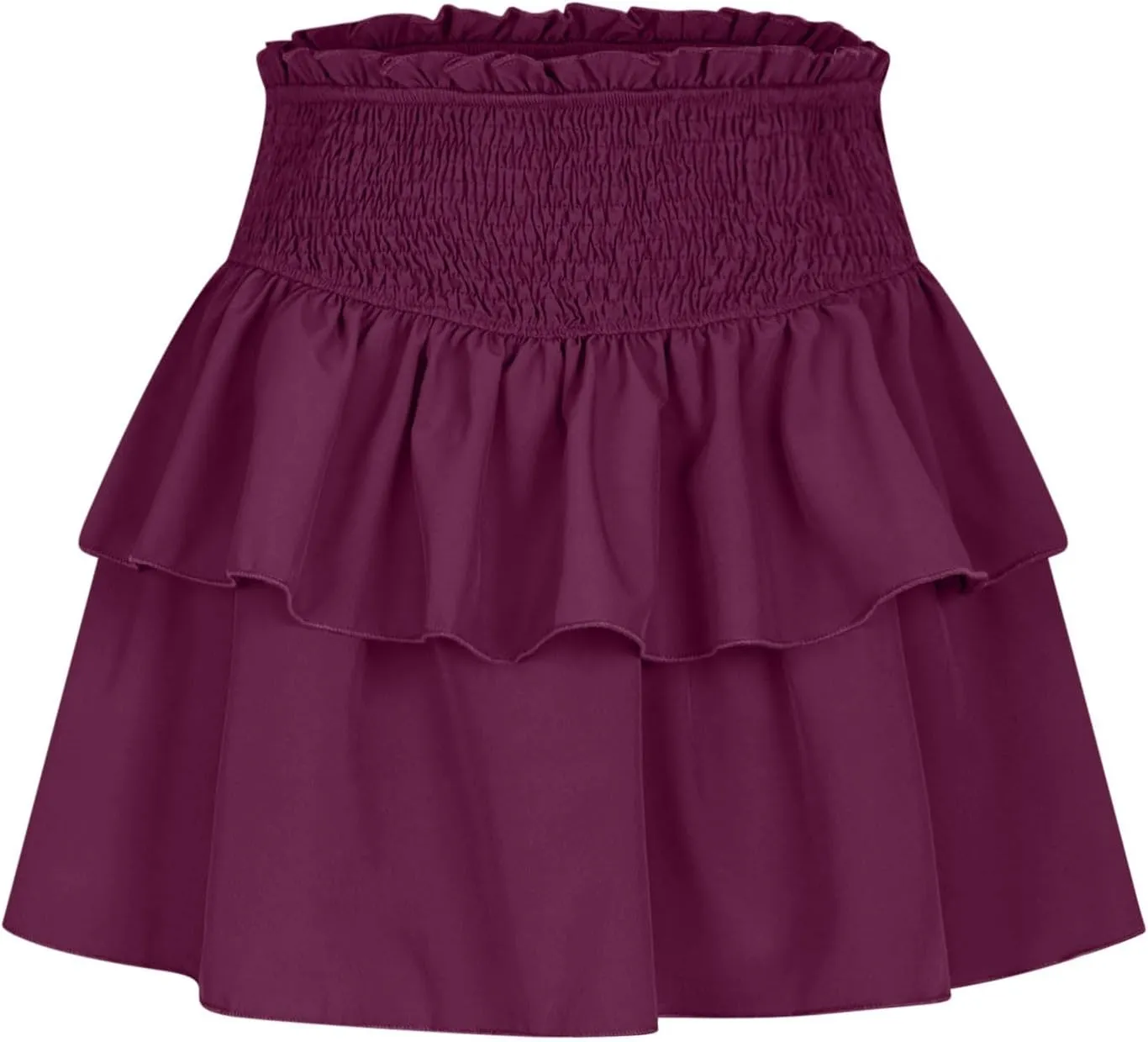 Women Summer Tiered Short Skirt with Shorts, Smocked High Waisted Ruffle Mini Skirts Teen Girls Cute Casual Skirts