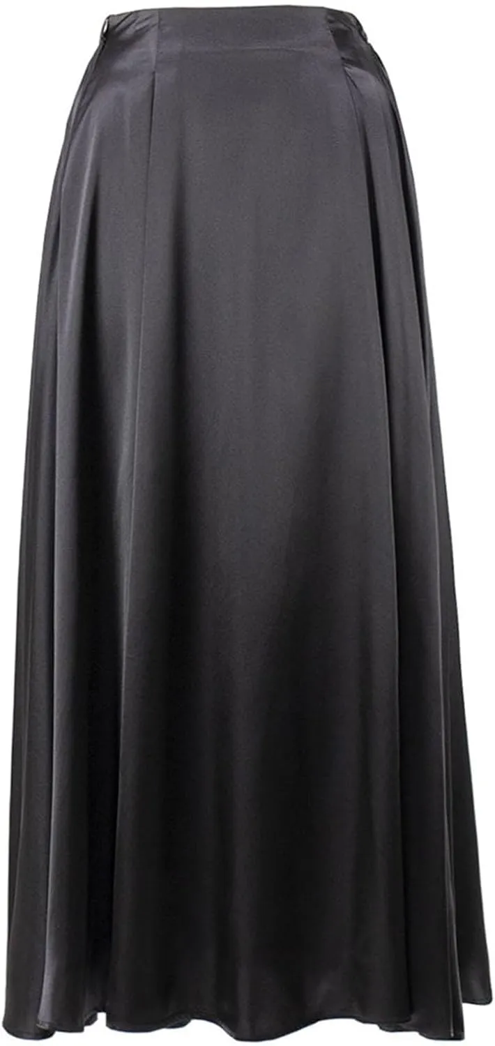 Women's Flowy Casual Long Skirt, Fashion Pleated Ruffle Hem A-Line Midi Skirts Elegance Comfy Evening Party Clothes