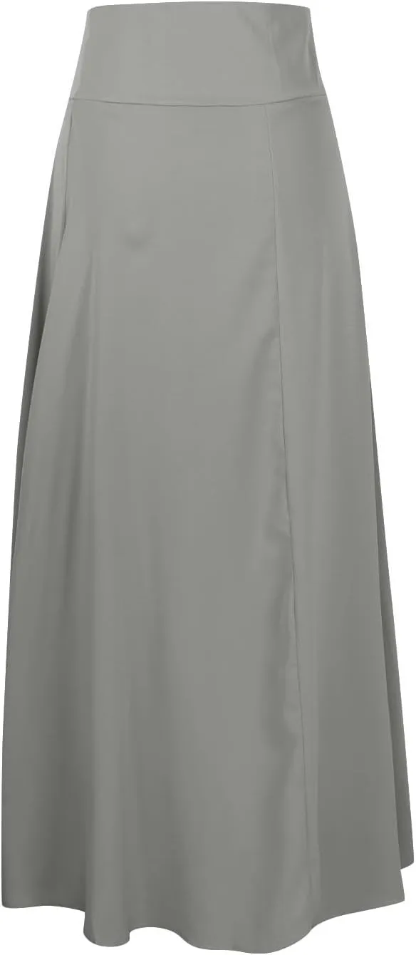 Women's Flowy Long Maxi Skirt Asymmetrical High Low Hem Flared Skirt Casual Slit Wrap Skirt Solid High Waist Skirt