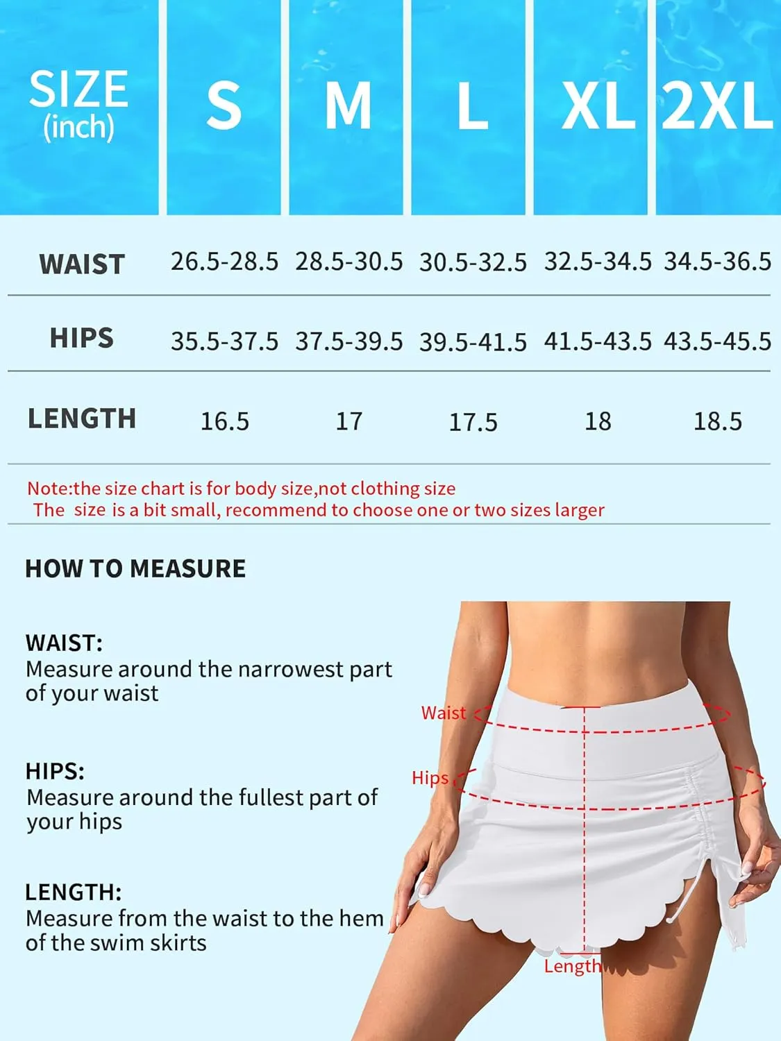 Women's High Waisted Swim Skirt Bottoms Ruched Scallop Trim Bathing Suit Skirts Split Tankini Swimsuit Bottom