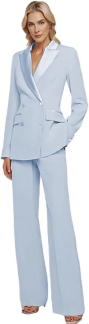 Womens Suit 2 Piece Set Business Two Button Peak Lapel Blazer Jacket with Pants for Office Ladies