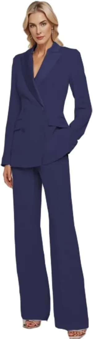 Womens Suit 2 Piece Set Business Two Button Peak Lapel Blazer Jacket with Pants for Office Ladies