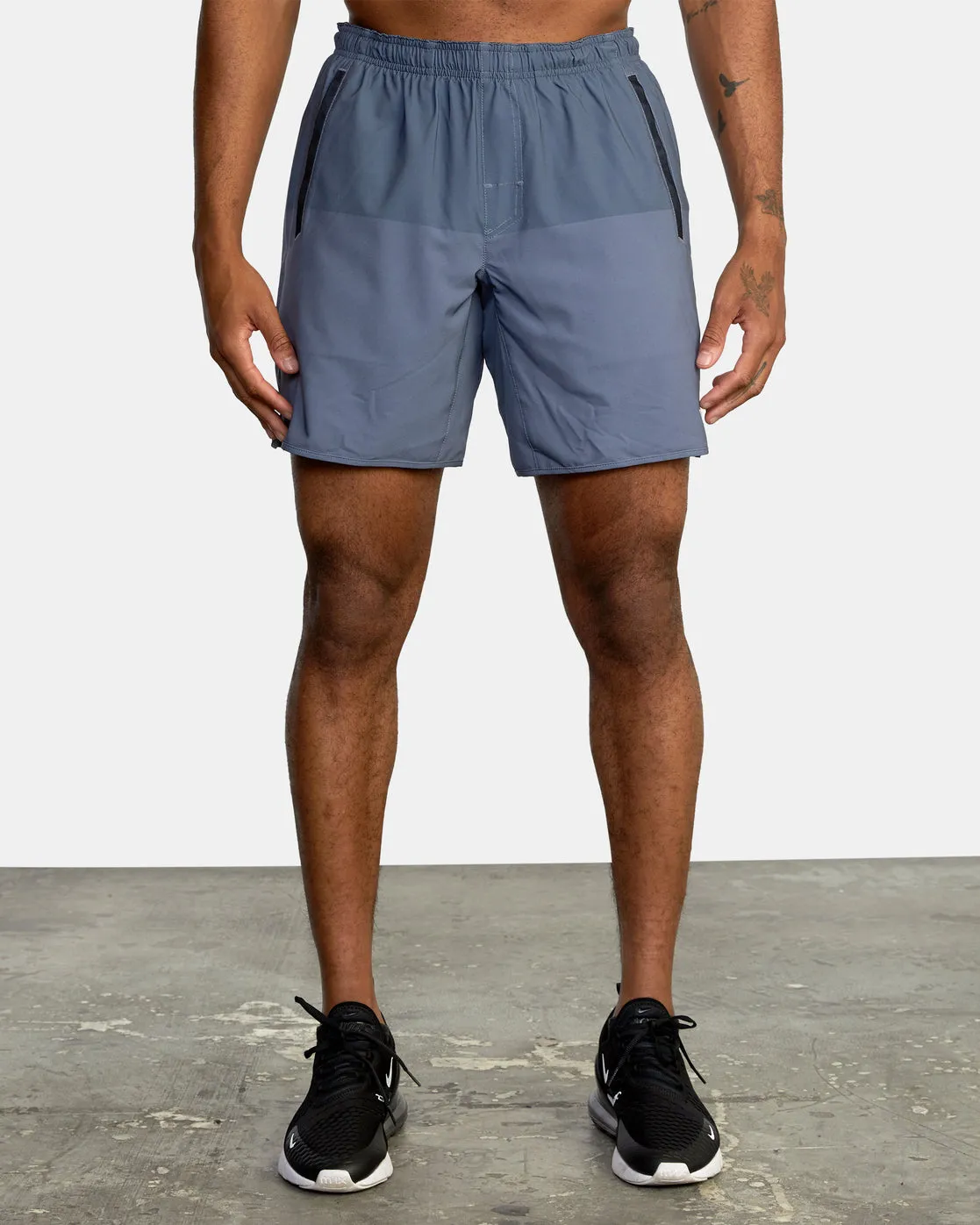 Yogger Stretch 17" Athletic Shorts - Vintage Blue Blocked