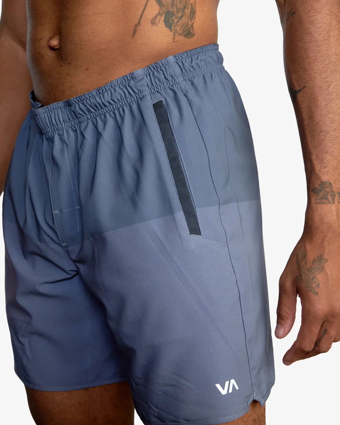 Yogger Stretch 17" Athletic Shorts - Vintage Blue Blocked