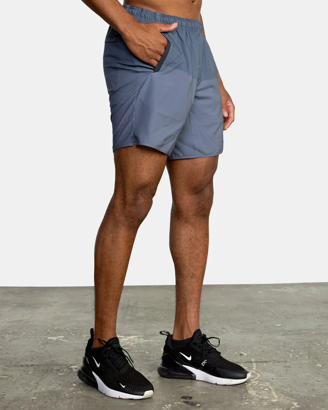 Yogger Stretch 17" Athletic Shorts - Vintage Blue Blocked
