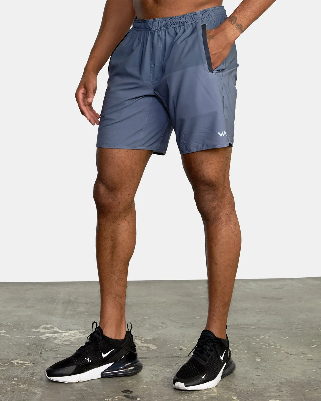 Yogger Stretch 17" Athletic Shorts - Vintage Blue Blocked