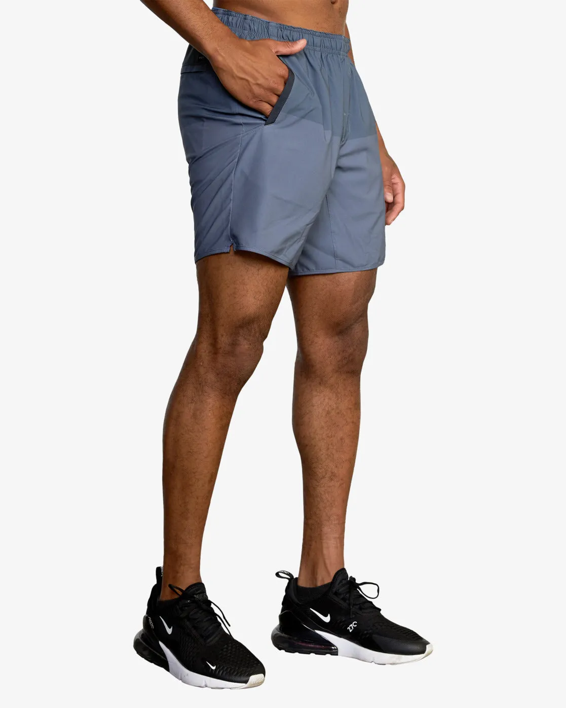 Yogger Stretch 17" Athletic Shorts - Vintage Blue Blocked