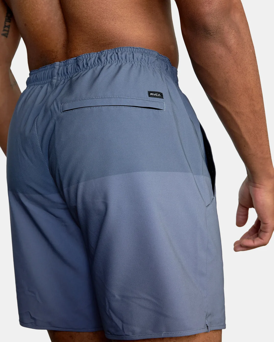 Yogger Stretch 17" Athletic Shorts - Vintage Blue Blocked